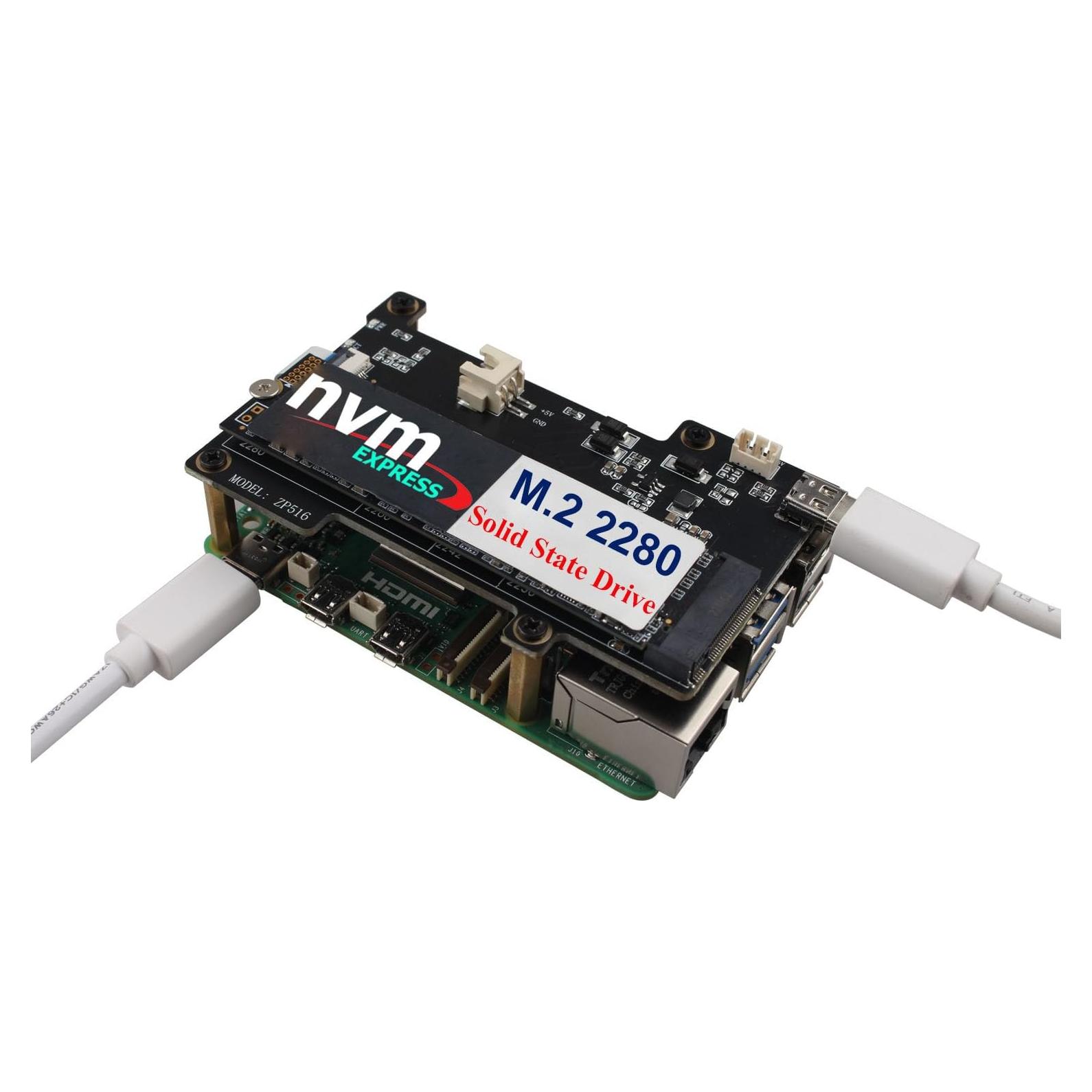 Placa Periférica PCIe M.2 NVMe ZDE ZP516 para Raspberry Pi 5