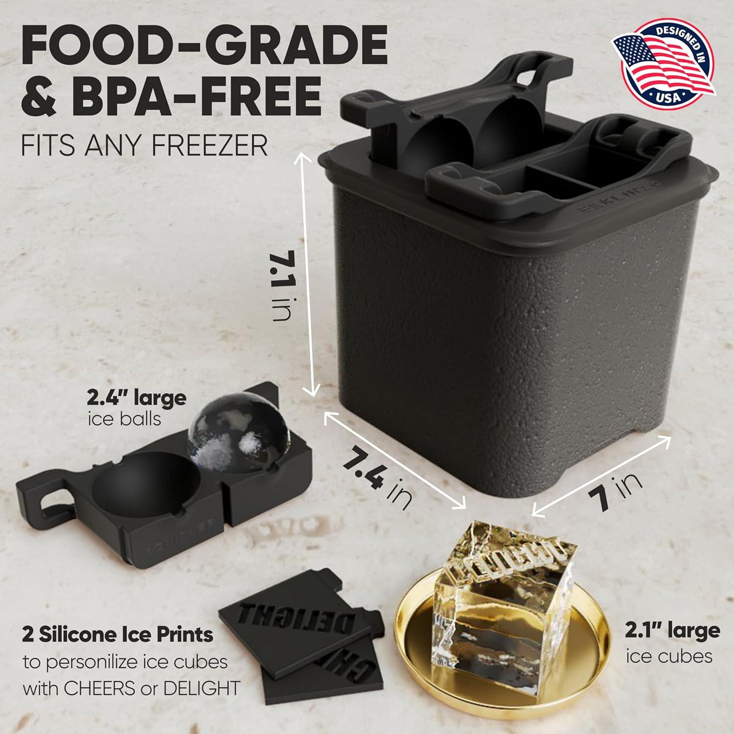 Molde para Hielo Berlinzo 2 Esferas y 2 Cubos Cristalinos