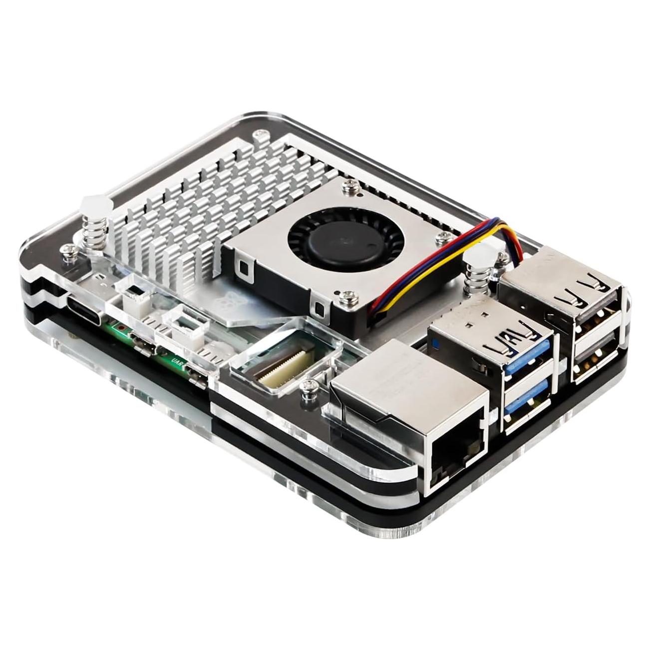 Fuente de Poder 27W USB-C + Caja Acrílica Raspberry Pi 5