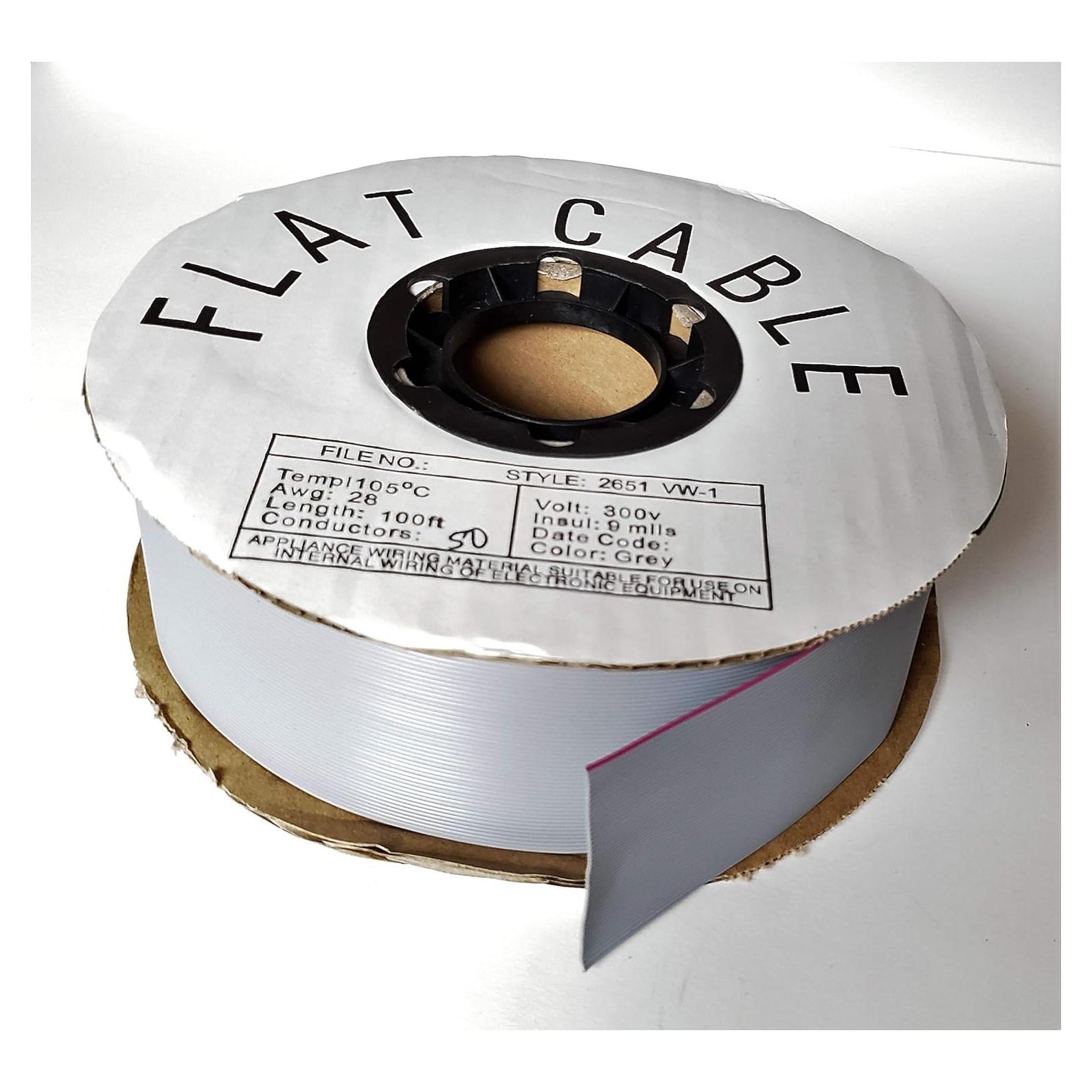 Cable de Cinta Plana IDC 50 Hilos 100 Pies Marvic Gris