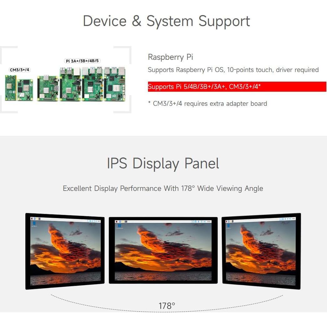Pantalla Táctil Capacitiva Waveshare 10.1" 1280x800 IPS DSI