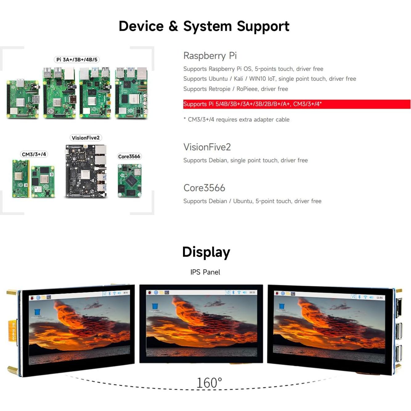 Pantalla Táctil Capacitiva 4.3" Waveshare 800x480 MIPI DSI