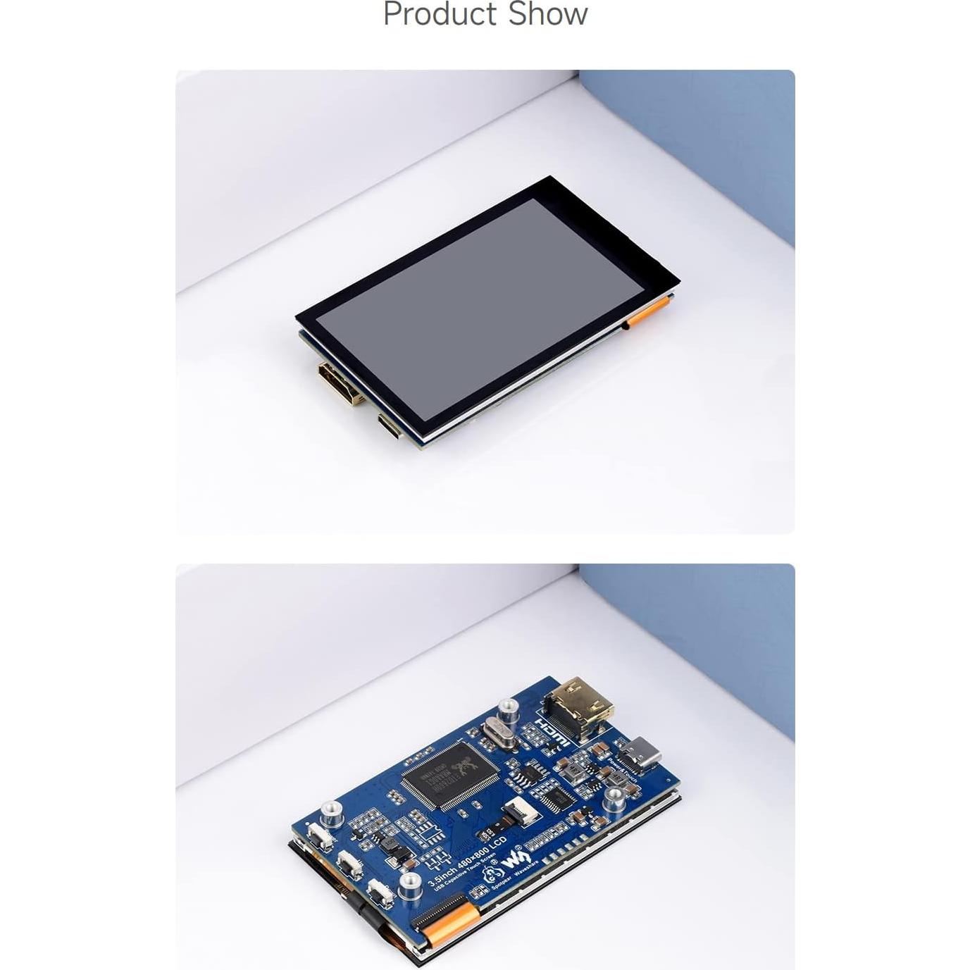 Pantalla LCD táctil Waveshare 3.5" 480x800 para Raspberry Pi