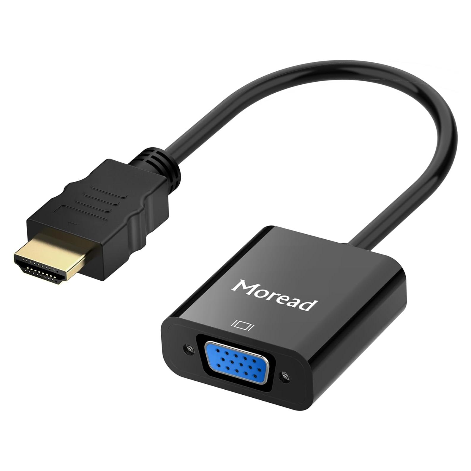 Adaptador HDMI a VGA Moread 1080p Negro - Unidireccional