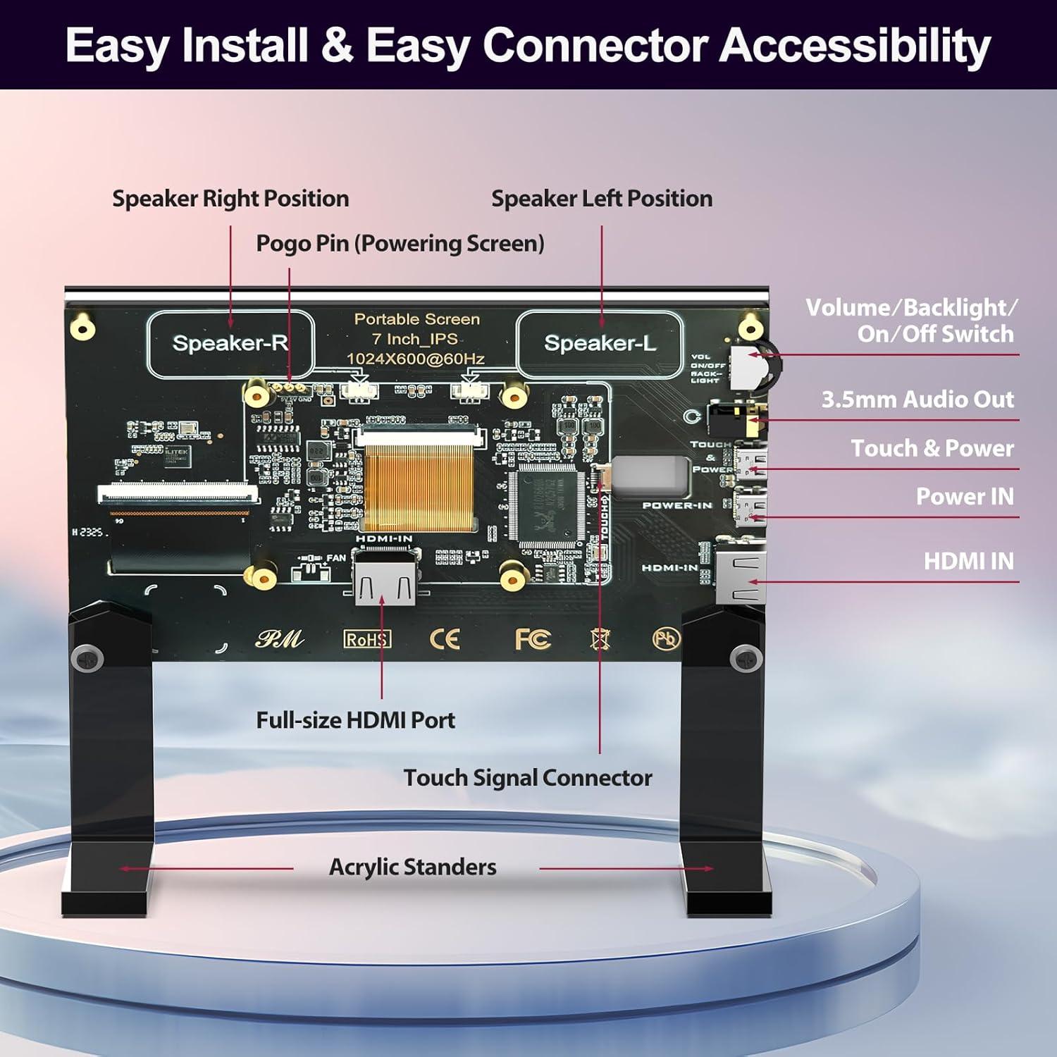 Pantalla Táctil Capacitiva 7" Innomaker 1024x600 HDMI para Raspberry Pi