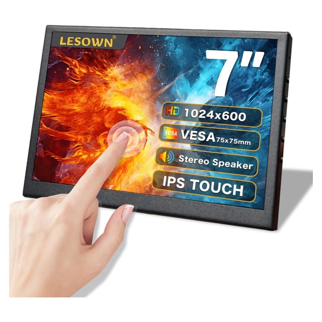 Monitor Portátil Táctil IPS 7" LESOWN 1024x600 Altavoces