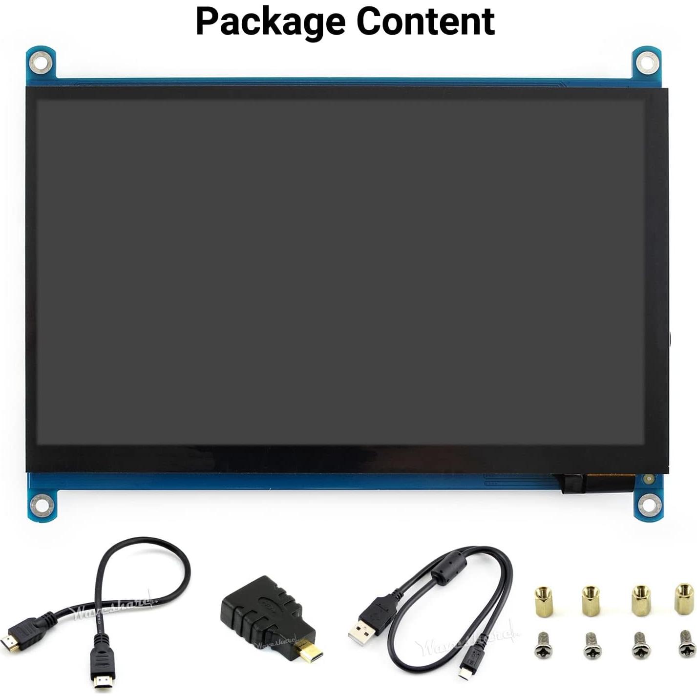 Pantalla LCD Táctil 7" Waveshare 1024x600 HDMI para Raspberry Pi