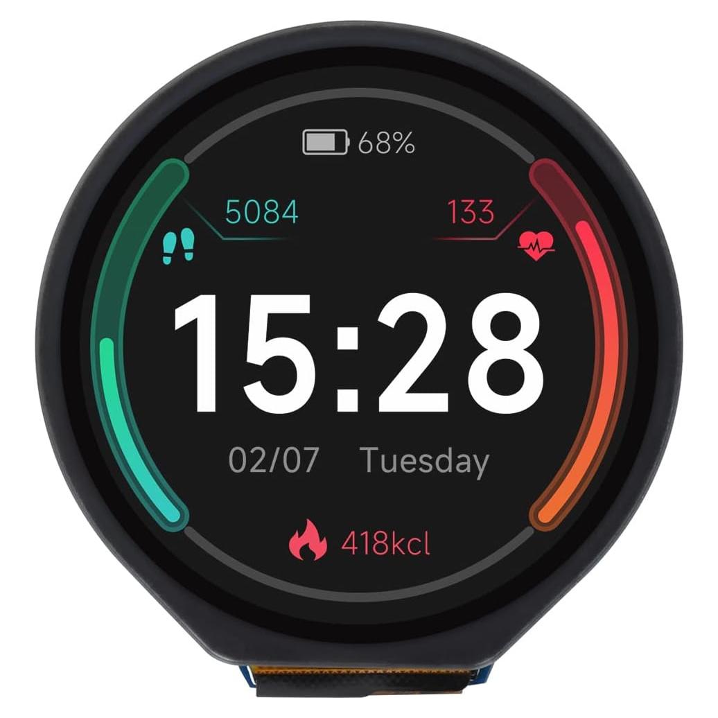Waveshare 1.28inch Round LCD Display Module with Touch Panel, 240×240 Resolution, IPS, SPI and I2C Communication, Compatible with Raspberry Pi 5/4B/3B/Zero/Zero W/Zero 2W/Pico/Pico W/Pico WH