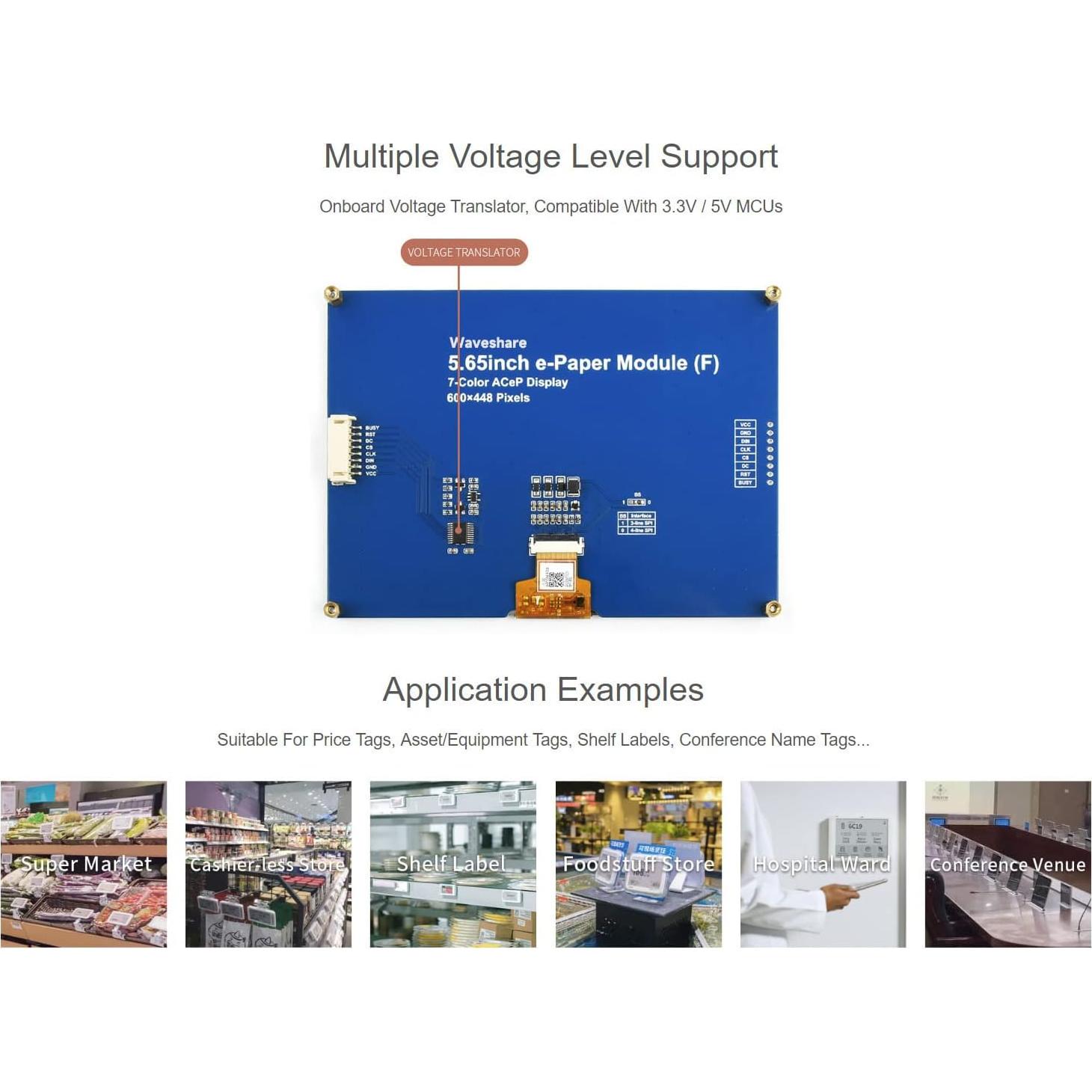 Módulo E-Paper Colorido 5.65" Waveshare para Raspberry Pi