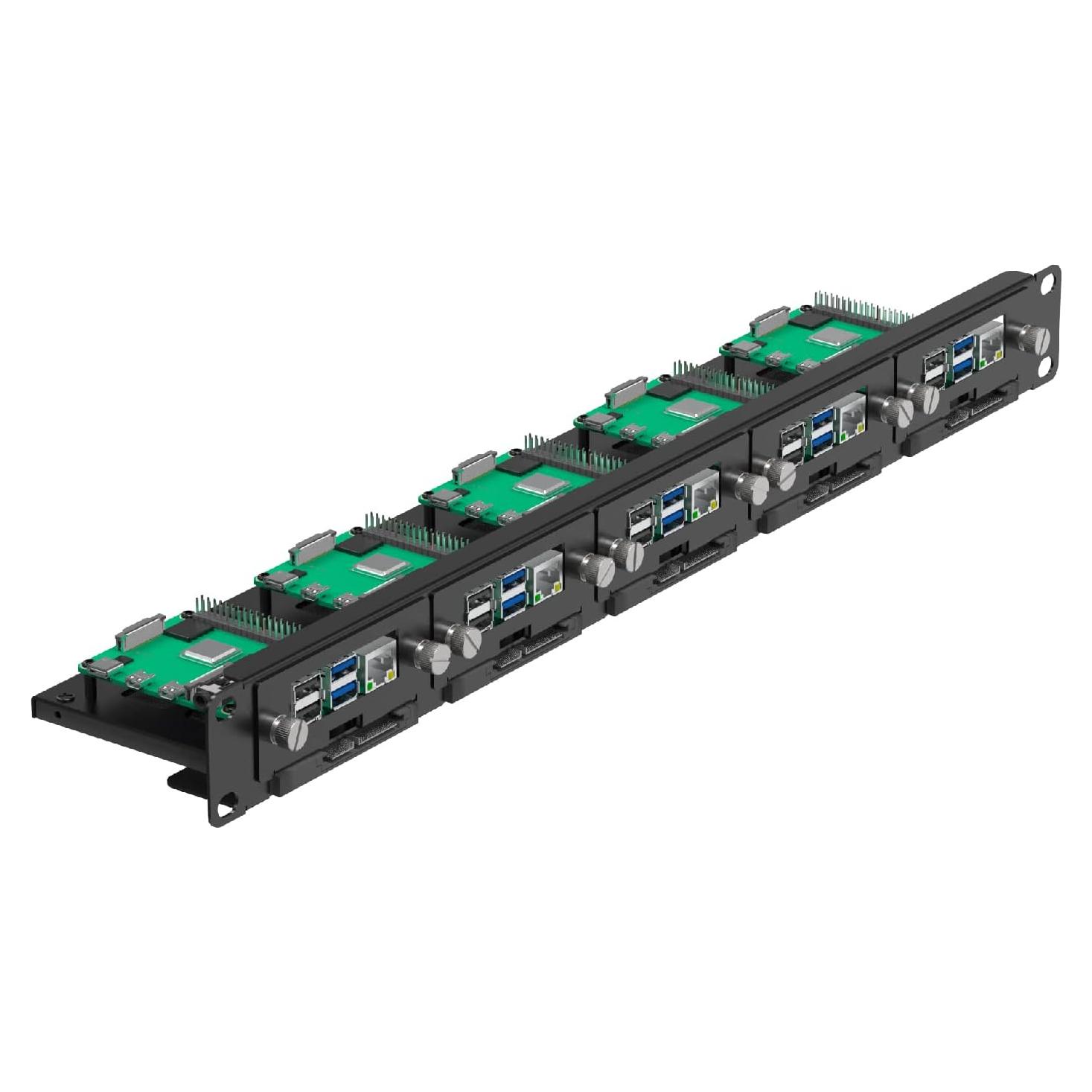 UCTRONICS Rack 19" 1U para 5 Raspberry Pi y 5 SSDs 2.5"