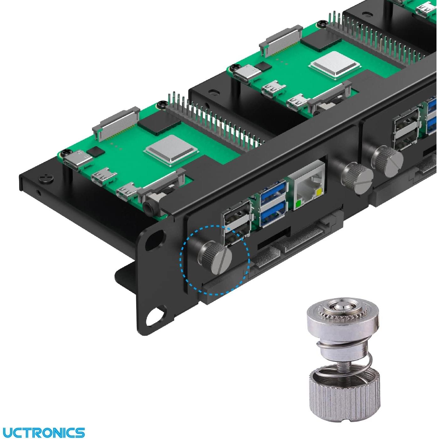 UCTRONICS Rack 19" 1U para 5 Raspberry Pi y 5 SSDs 2.5"