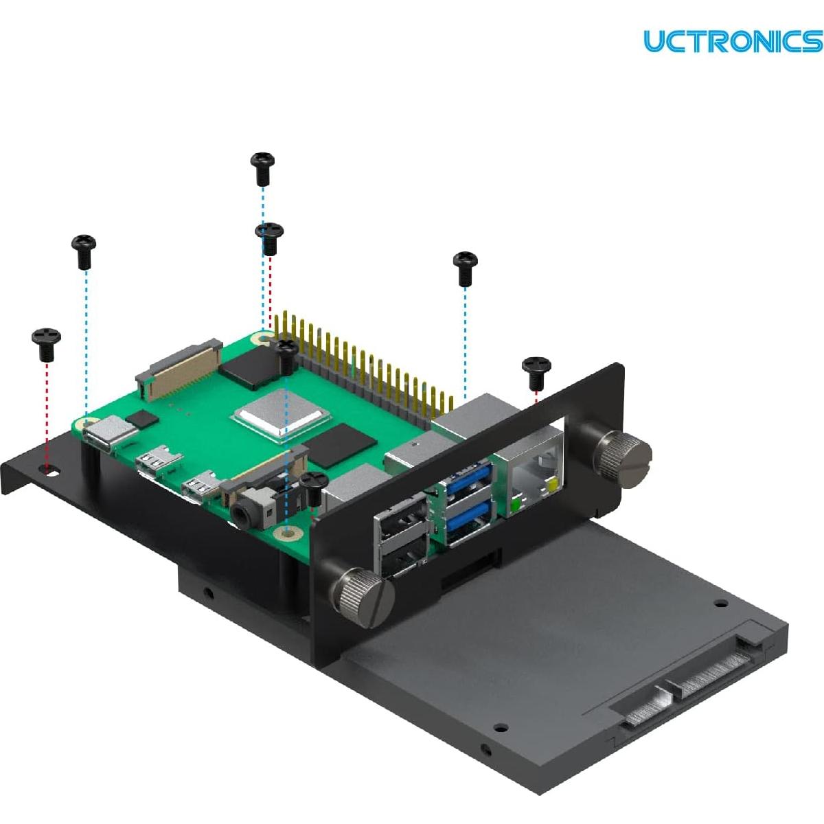 UCTRONICS Rack 19" 1U para 5 Raspberry Pi y 5 SSDs 2.5"