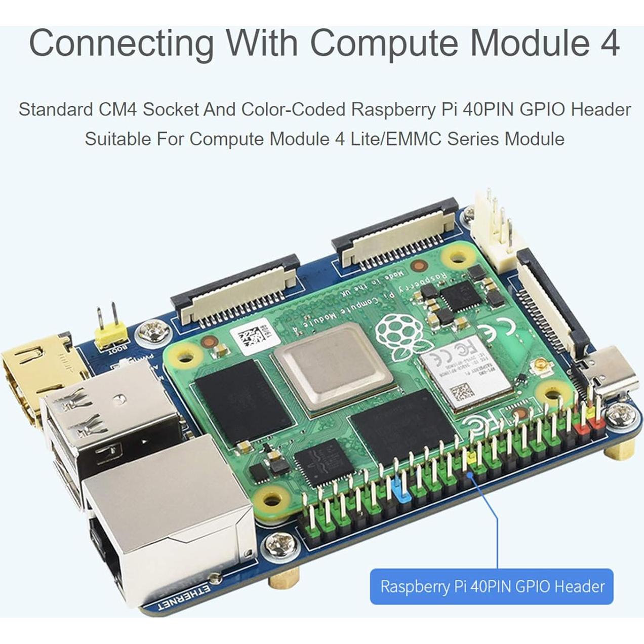 Placa Base Mini Waveshare para Raspberry Pi 4 con GPIO 40 PIN