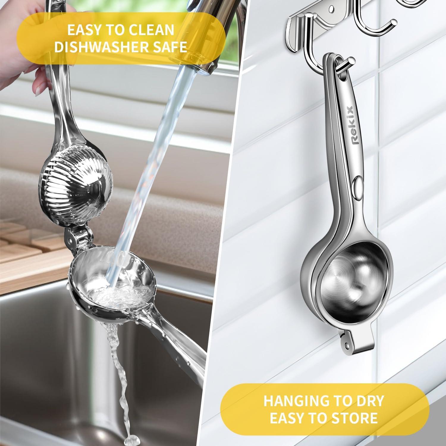 Exprimidor de Limones Rekix, Prensa Manual de Acero Inoxidable