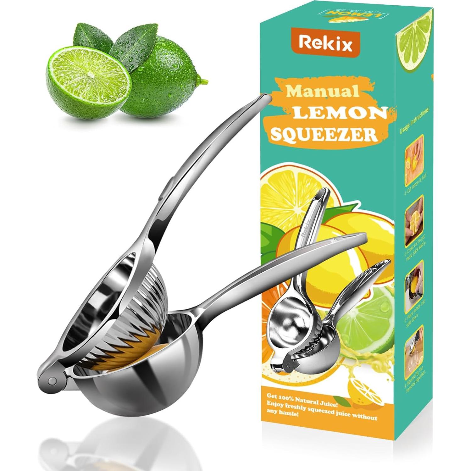 Exprimidor de Limones Rekix, Prensa Manual de Acero Inoxidable