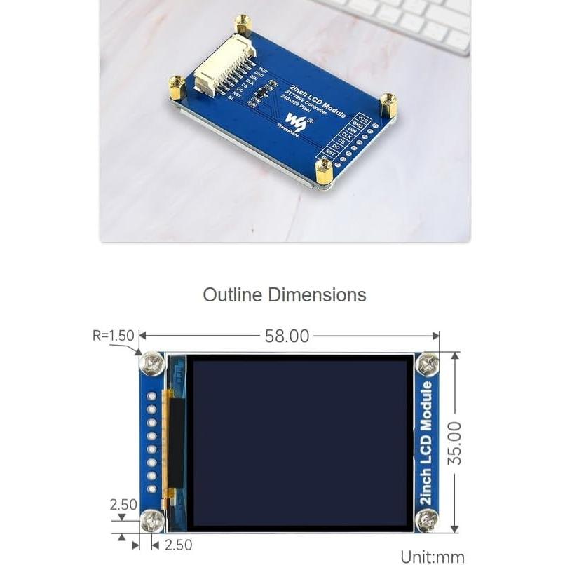 Módulo Pantalla LCD 2" IPS Wonrabai 240x320 SPI para Raspberry Pi