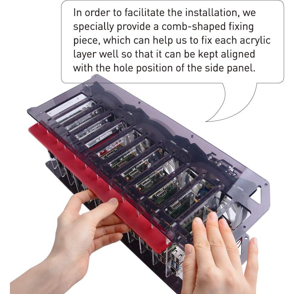 Caja de Clúster GeeekPi 12 Capas con Ventilador RGB 120mm