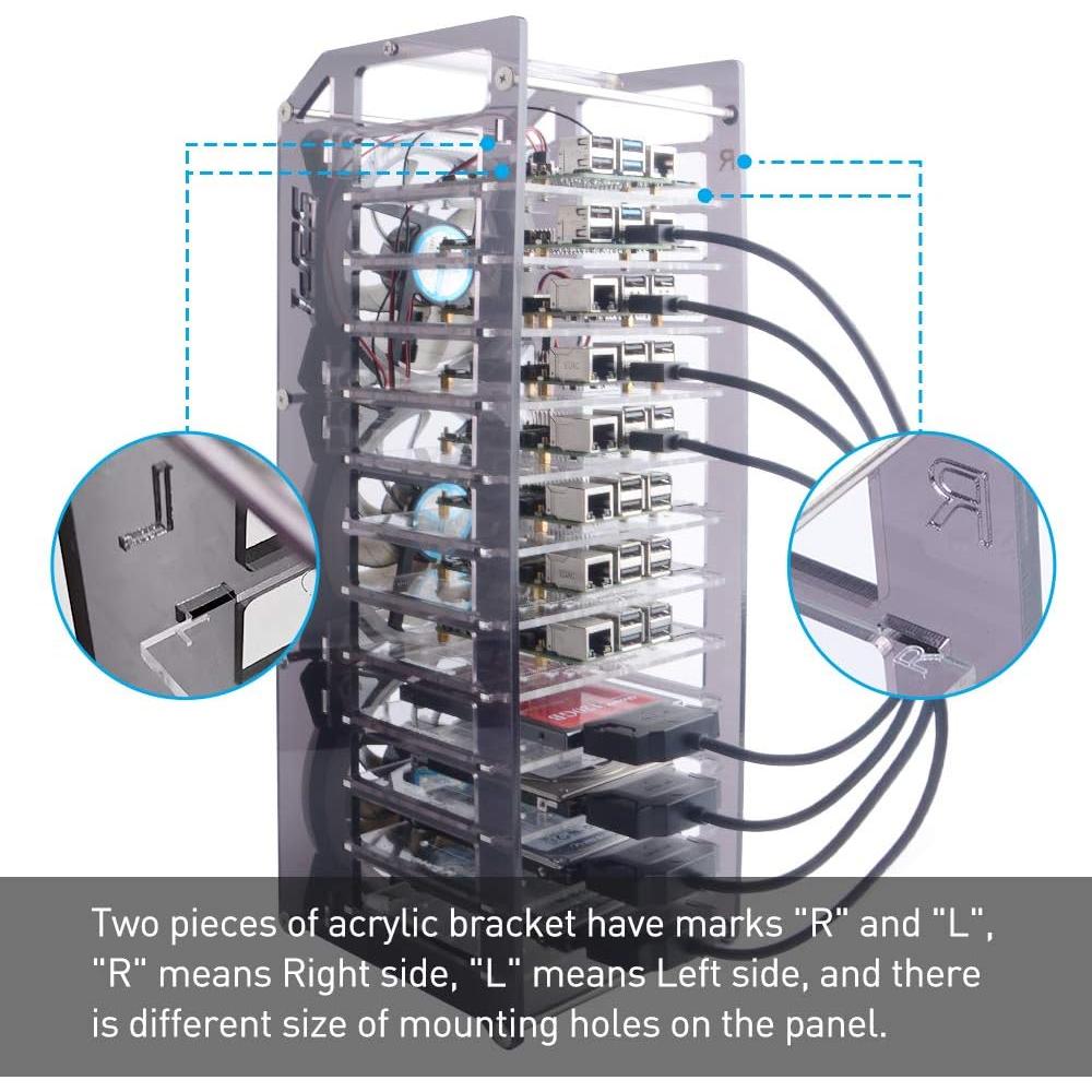Caja de Clúster GeeekPi 12 Capas con Ventilador RGB 120mm