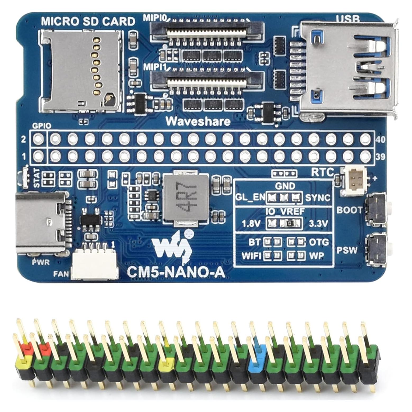 Placa Base Nano Wonrabai para Raspberry Pi CM5 - USB 3.2, GPIO 40PIN