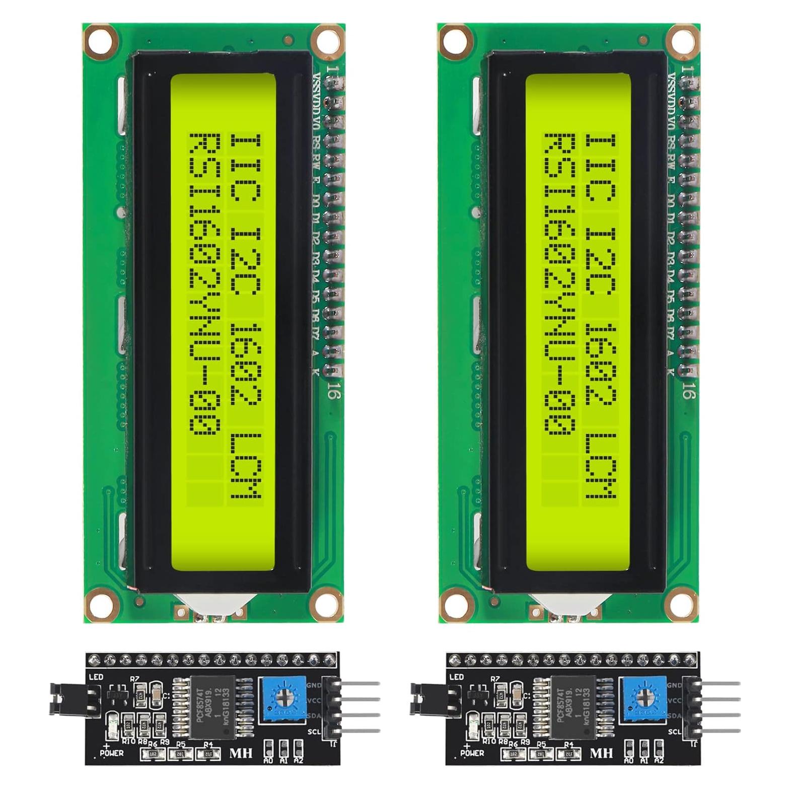 Módulo LCD 16x2 DORHEA I2C Retroiluminación Amarillo-Verde