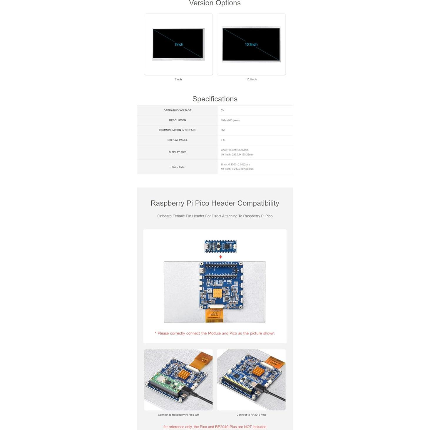 Módulo Pantalla DVI 10.1" Coolwell IPS 1024x600 para Raspberry Pi