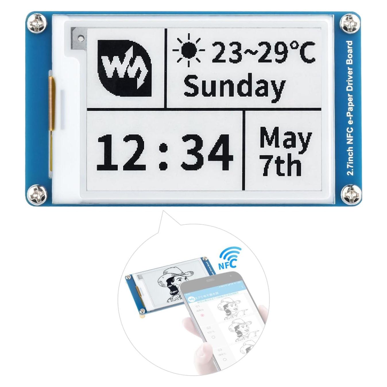 Módulo de Papel Electrónico 2.7" Waveshare NFC Pasivo