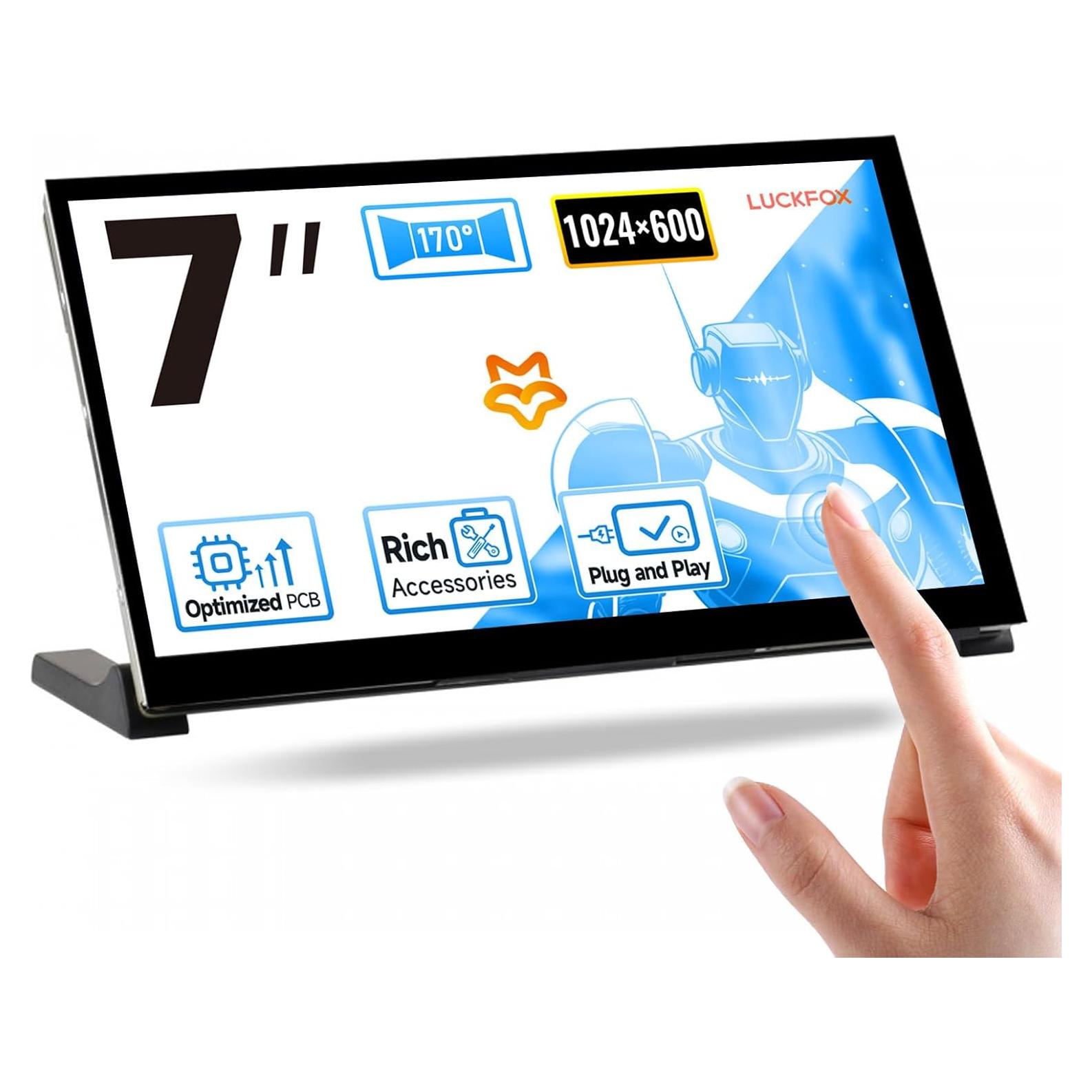 Pantalla Táctil 7" LUCKFOX HDMI 1024x600 para Raspberry Pi