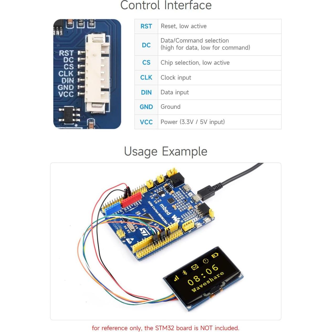 Módulo Pantalla OLED 2.42" Waveshare 128x64 SPI/I2C Blanca