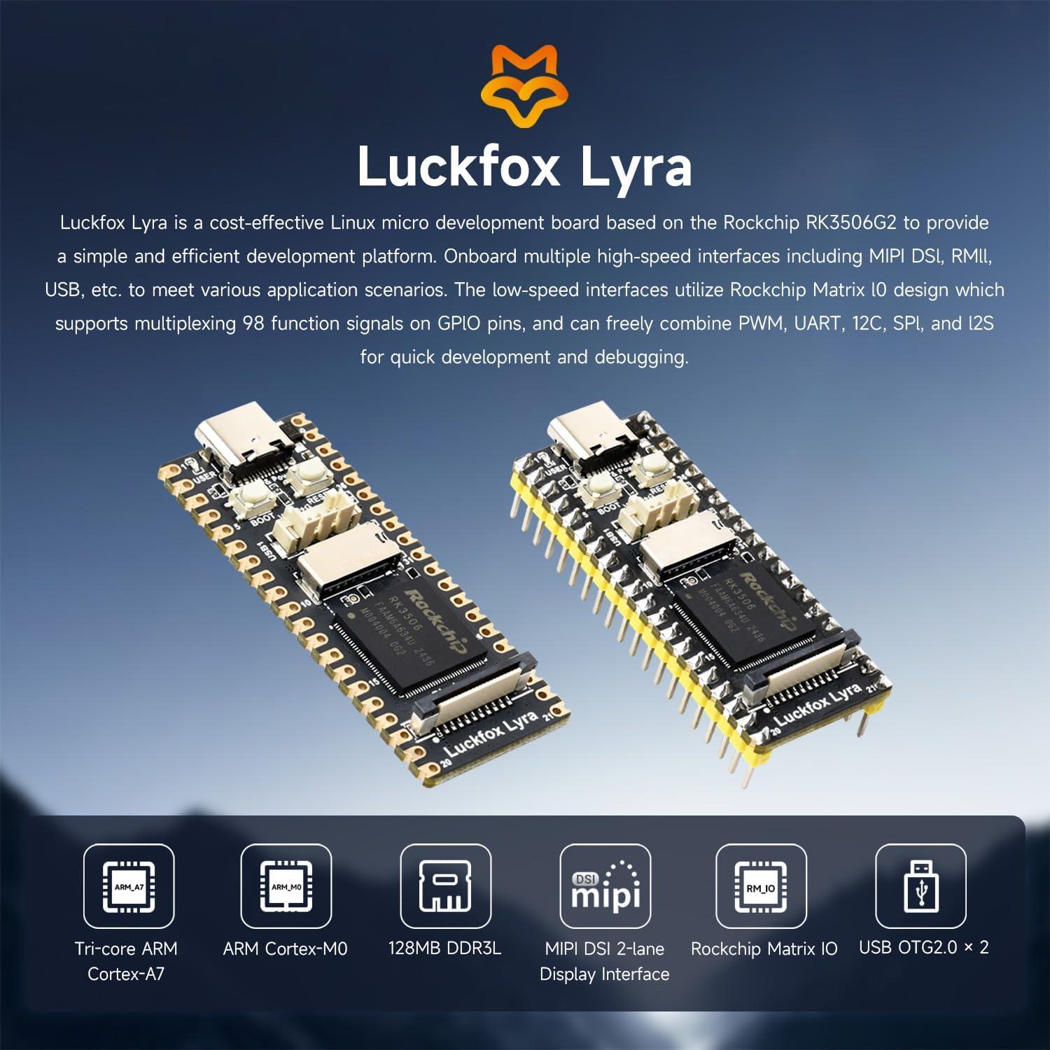 Placa de Desarrollo Waveshare Luckfox Lyra RK3506G2 256MB Flash