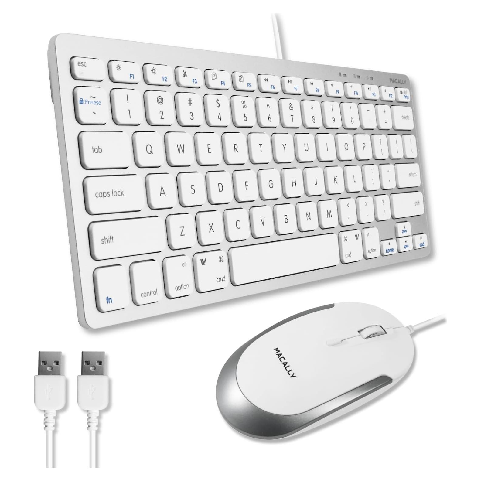 Combo Teclado y Ratón USB Macally Slim - Plata