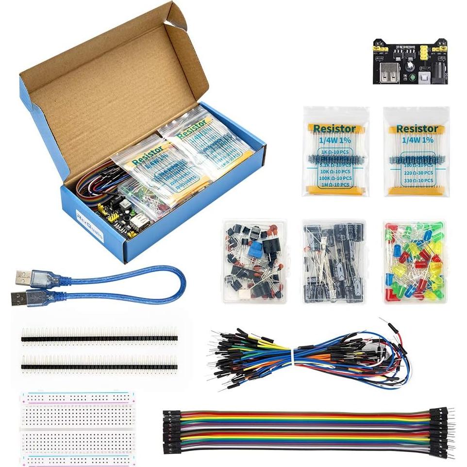 Kit Electrónico Básico REXQualis con 300 Piezas y Protoboard