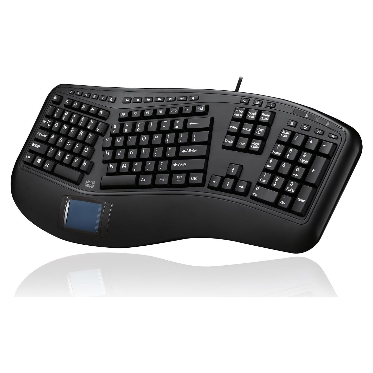Teclado Ergonómico Adesso AKB-450UB con Touchpad USB