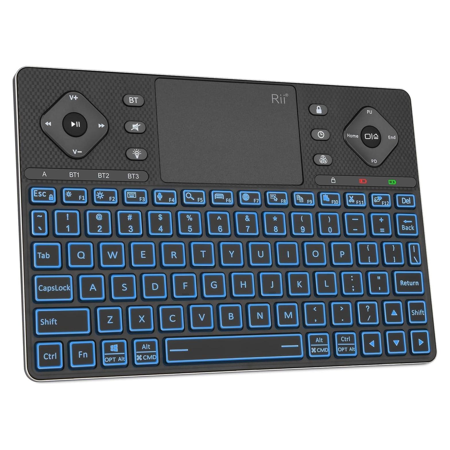 Teclado Inalámbrico Rii K16 Bluetooth con Touchpad RGB