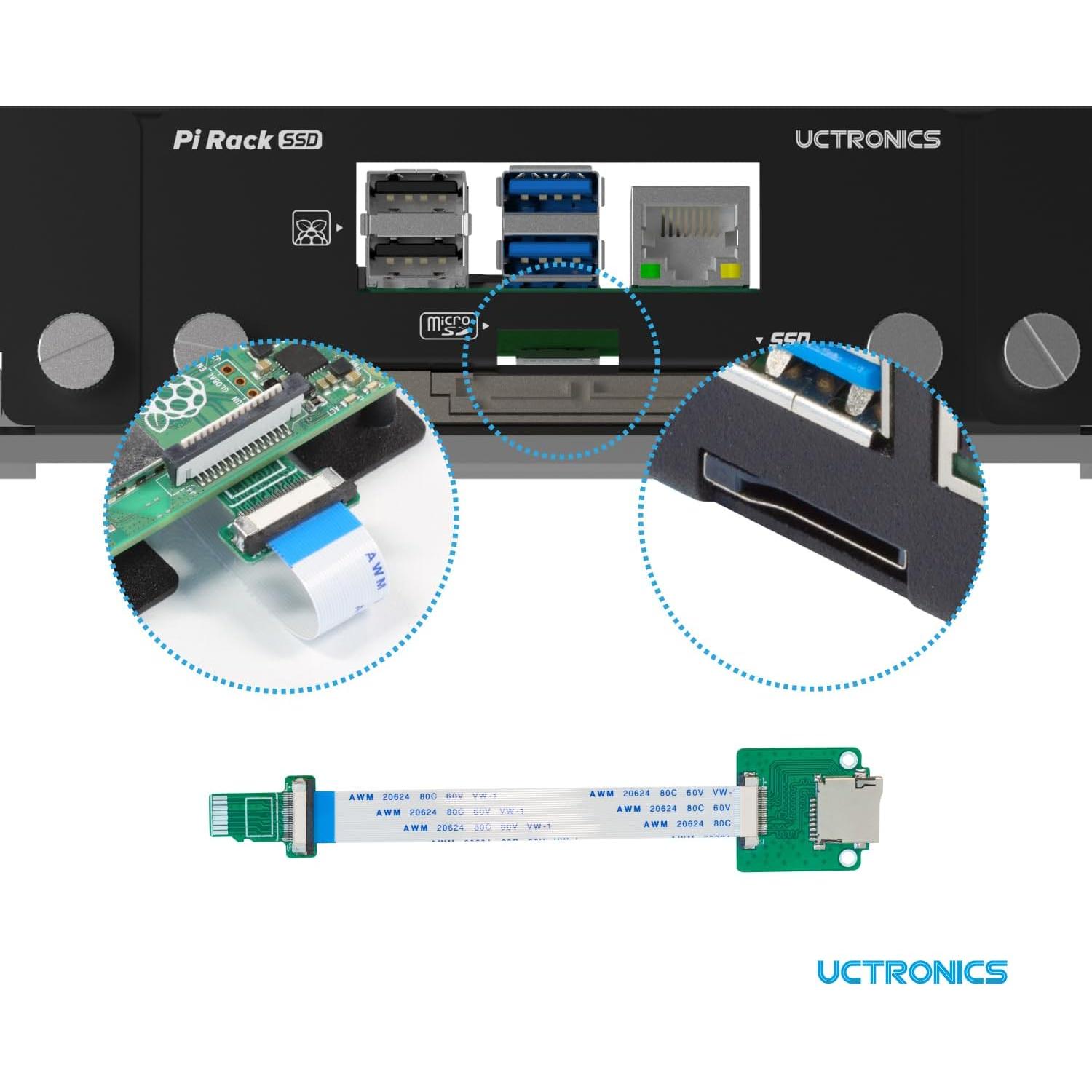 UCTRONICS Rack 1U para Raspberry Pi - Soporta 4 RPis y 4 SSDs
