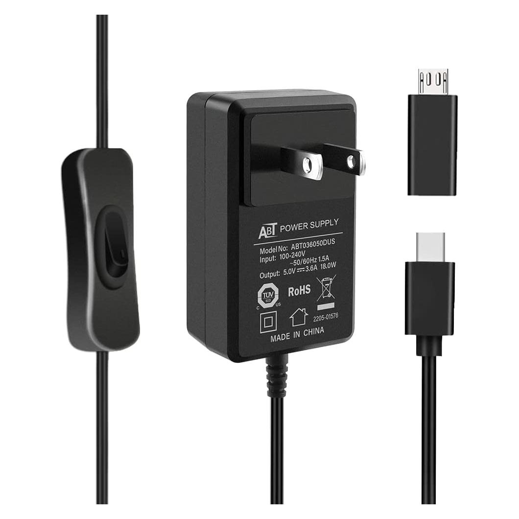 Fuente de Alimentación GeeekPi 18W 5V 3.6A Tipo C con Interruptor