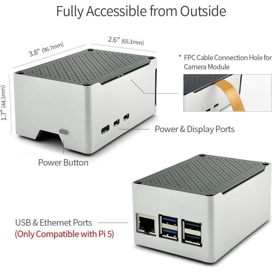 Caja Raspberry Pi 5 ElectroCookie Aluminio con Ventilador RGB