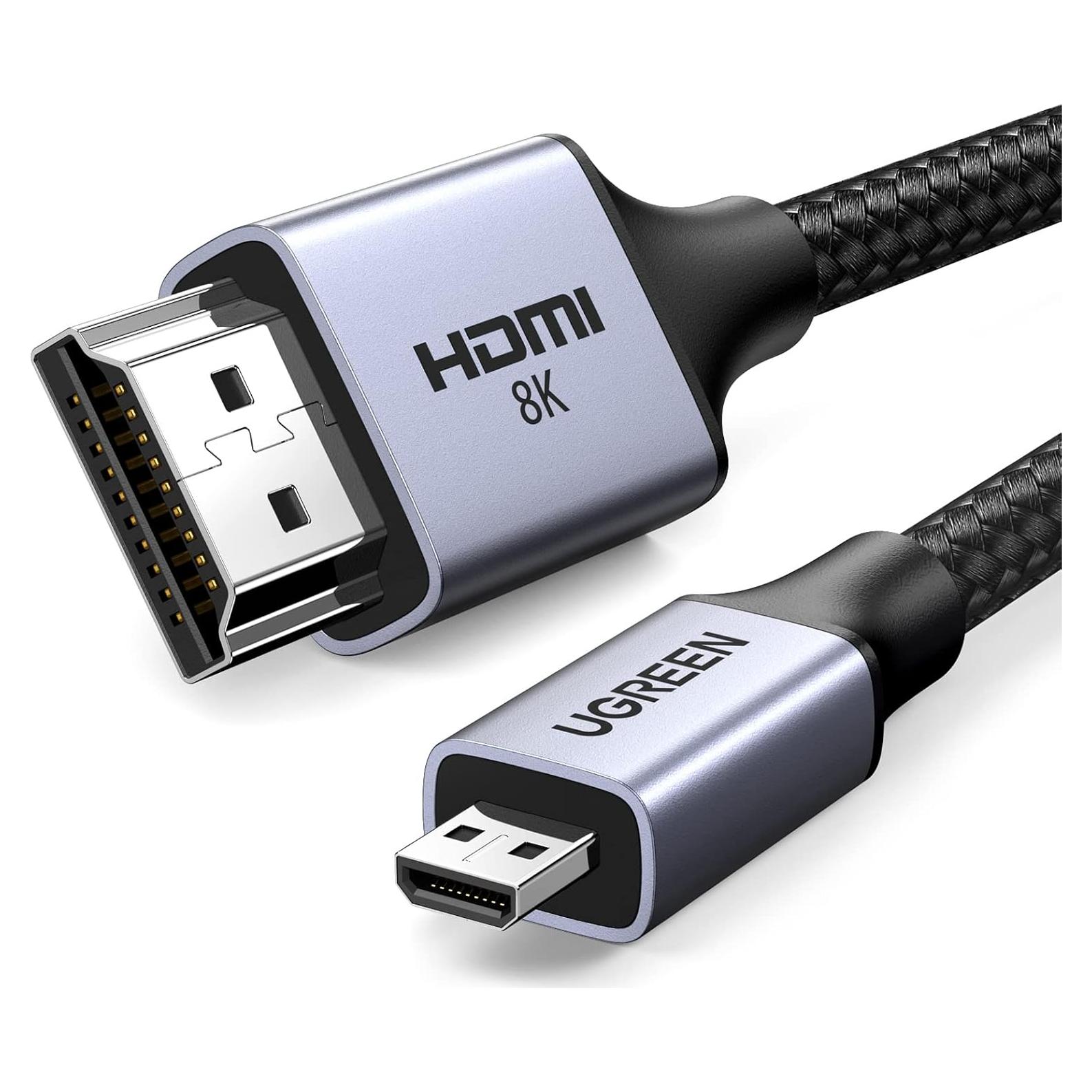 Cable Micro HDMI a HDMI UGREEN 1.0m 8K 48Gbps Trenzado