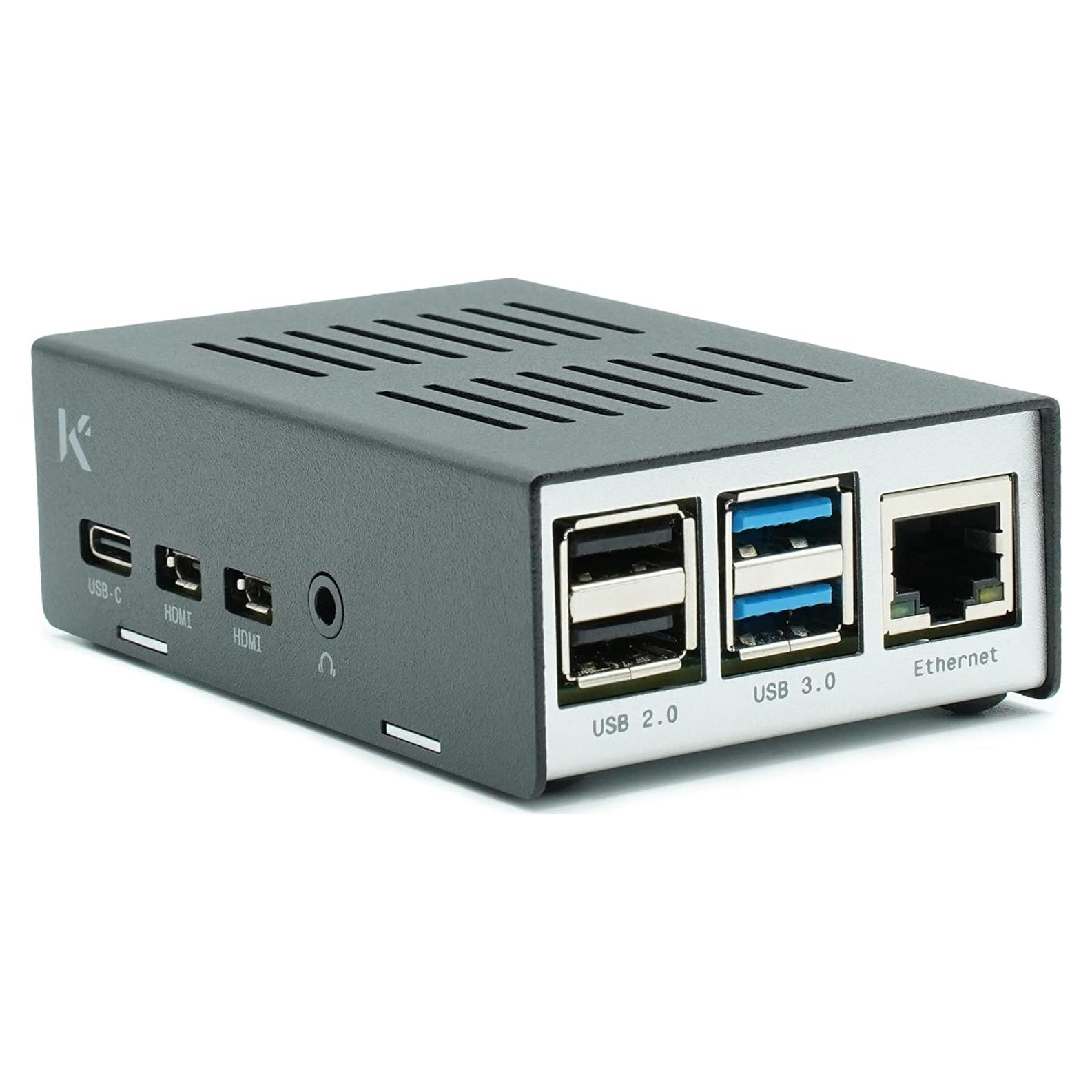 Caja KKSB para Raspberry Pi 4 | Metal Negro y Plateado