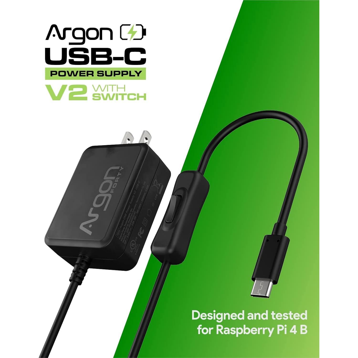 Fuente de Poder USB C Argon para Raspberry Pi 4 - 18W 5.25V 3.5A