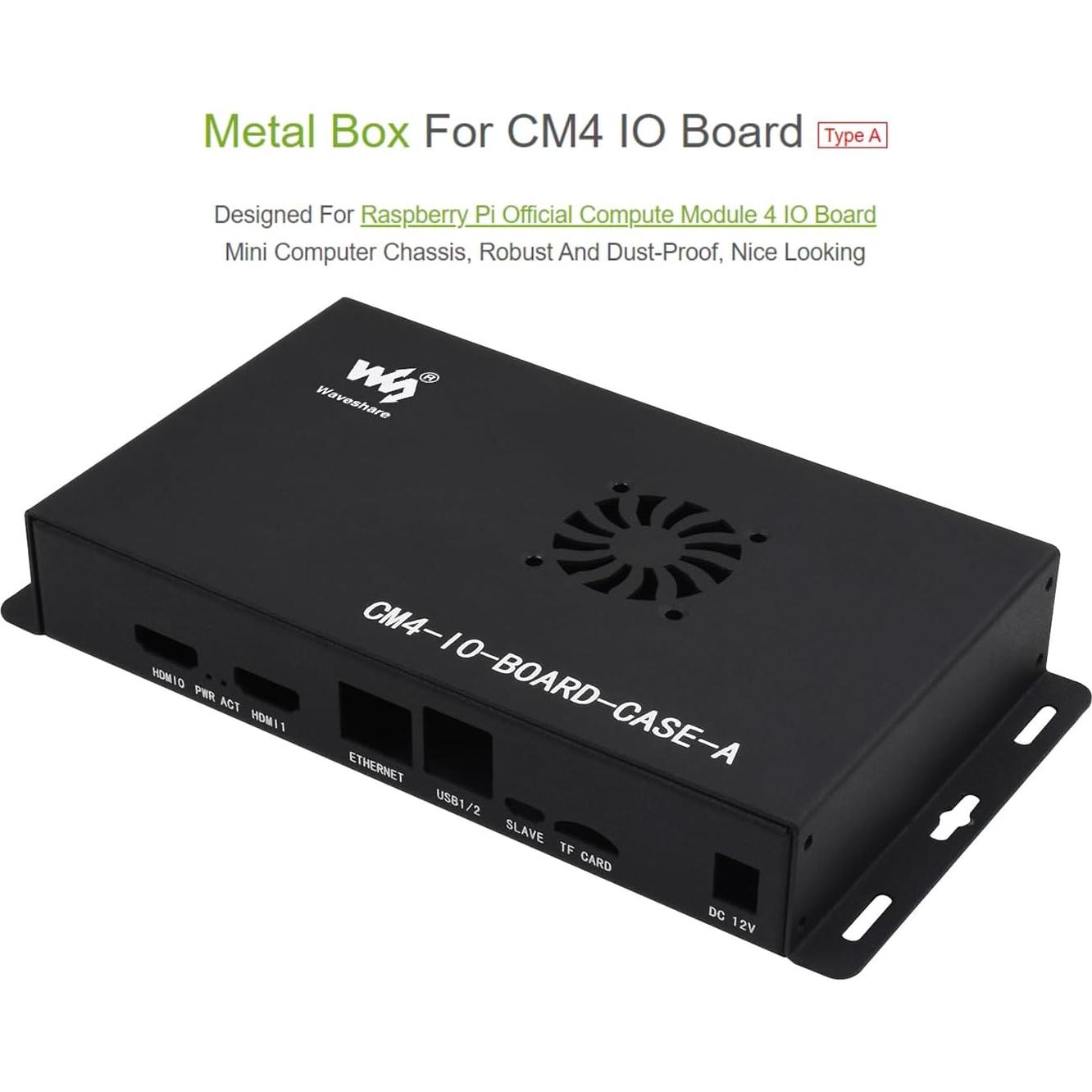 Caja de Metal con Ventilador para Raspberry Pi 4 - Waveshare