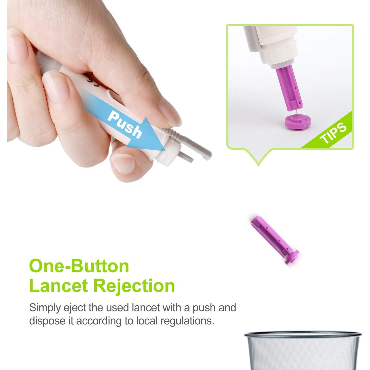 Dispositivo de Punción AUVON con 100 Lancetas y Ajuste de Profundidad