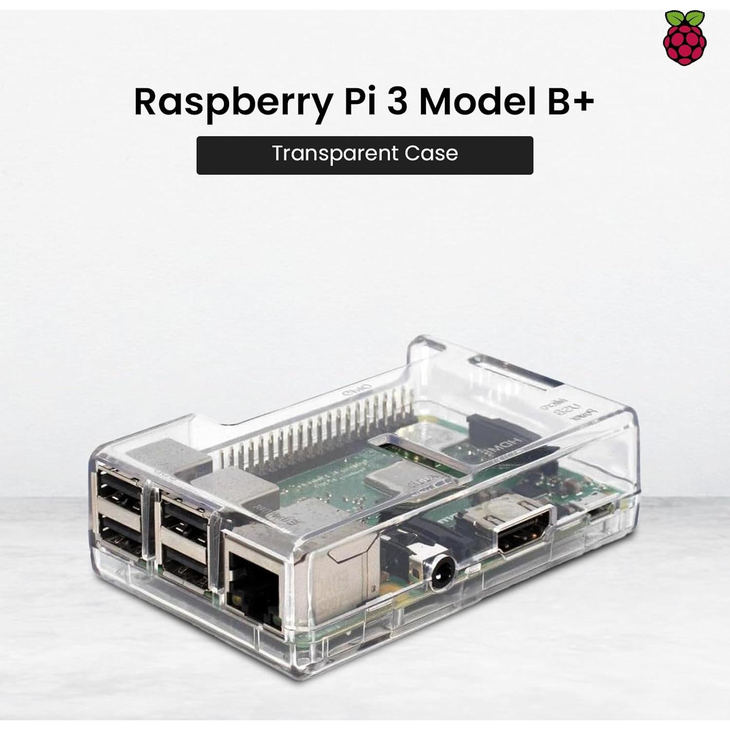 Raspberry Pi 3 Model B+ Transparent Case - Access to All Ports