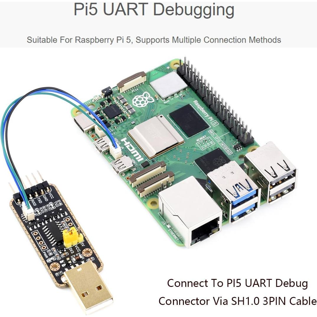 Módulo Depurador USB a UART Wonrabai para Raspberry Pi 5