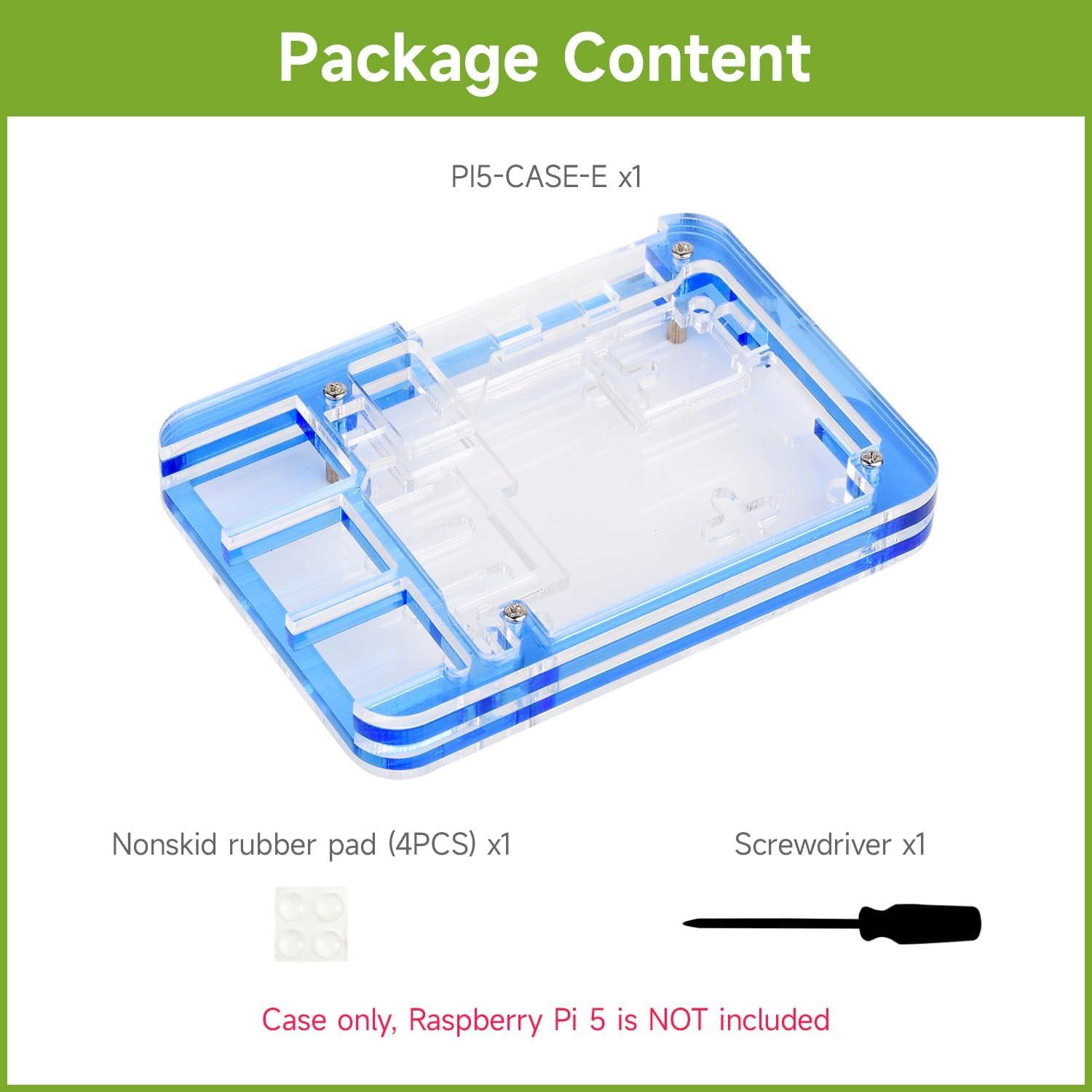 Carcasa Acrílica Transparente y Azul Waveshare para Raspberry Pi 5