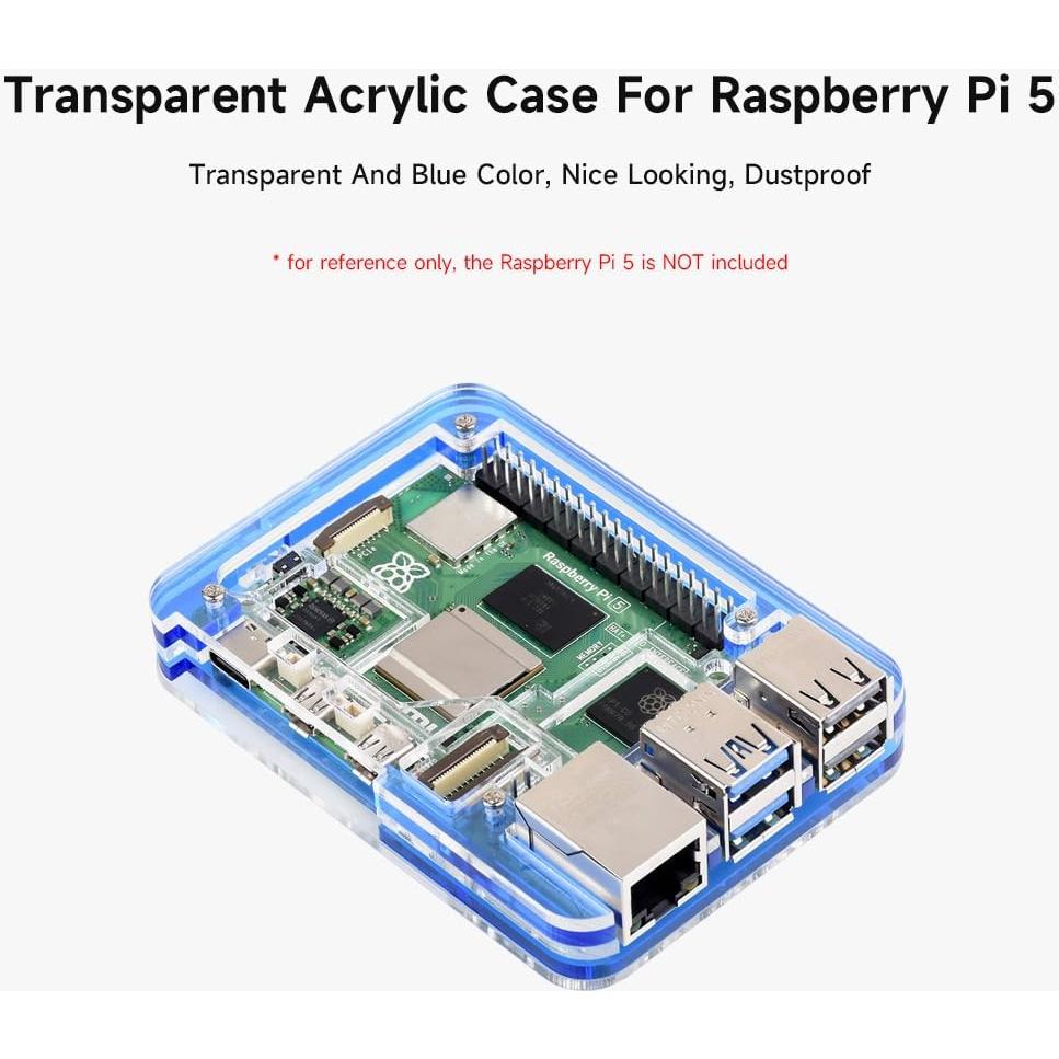 Carcasa Acrílica Transparente y Azul Waveshare para Raspberry Pi 5