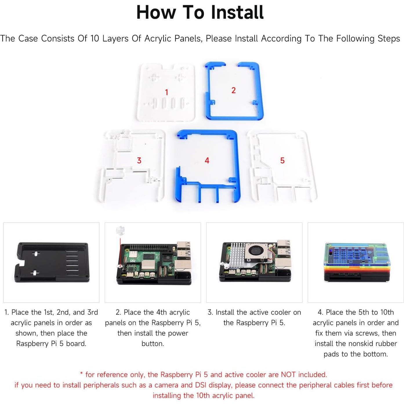 Carcasa Acrílica Transparente y Azul Waveshare para Raspberry Pi 5