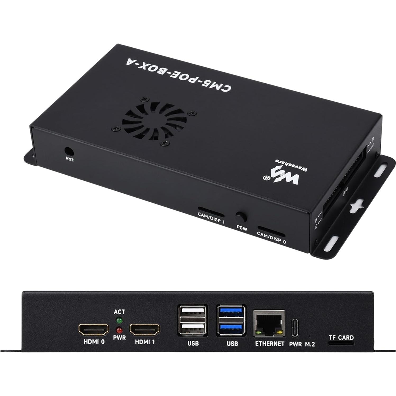 Kit Compute Module 5 Wonrabai con Placa IO y PoE, Ventilador