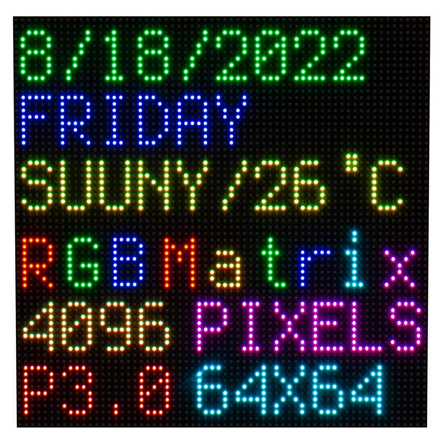 Panel LED RGB 64x64 Iiunius 192x192mm Brillo Ajustable