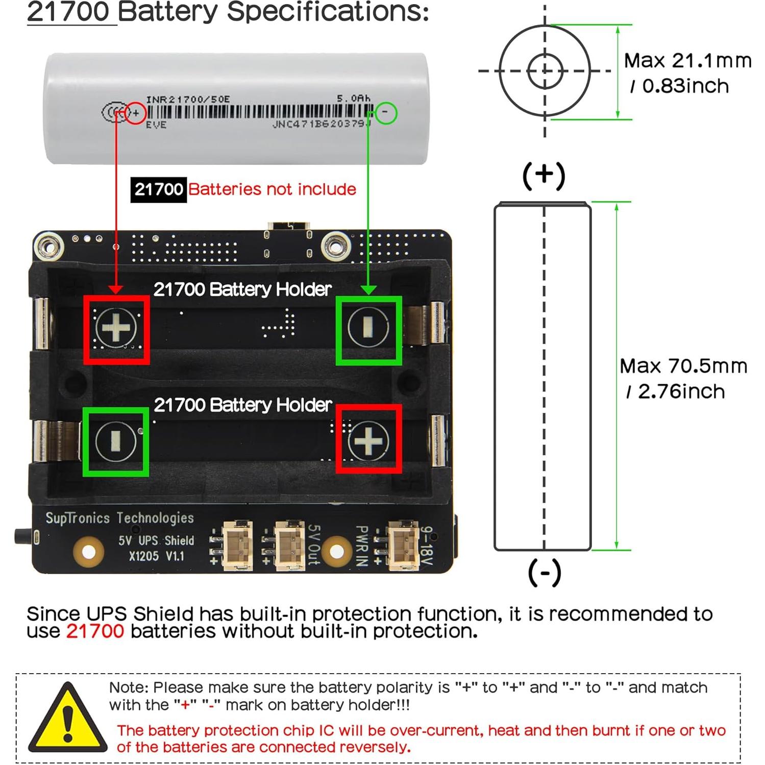 Geekworm X1205 UPS HAT para Raspberry Pi 5 - 5.1V 6A
