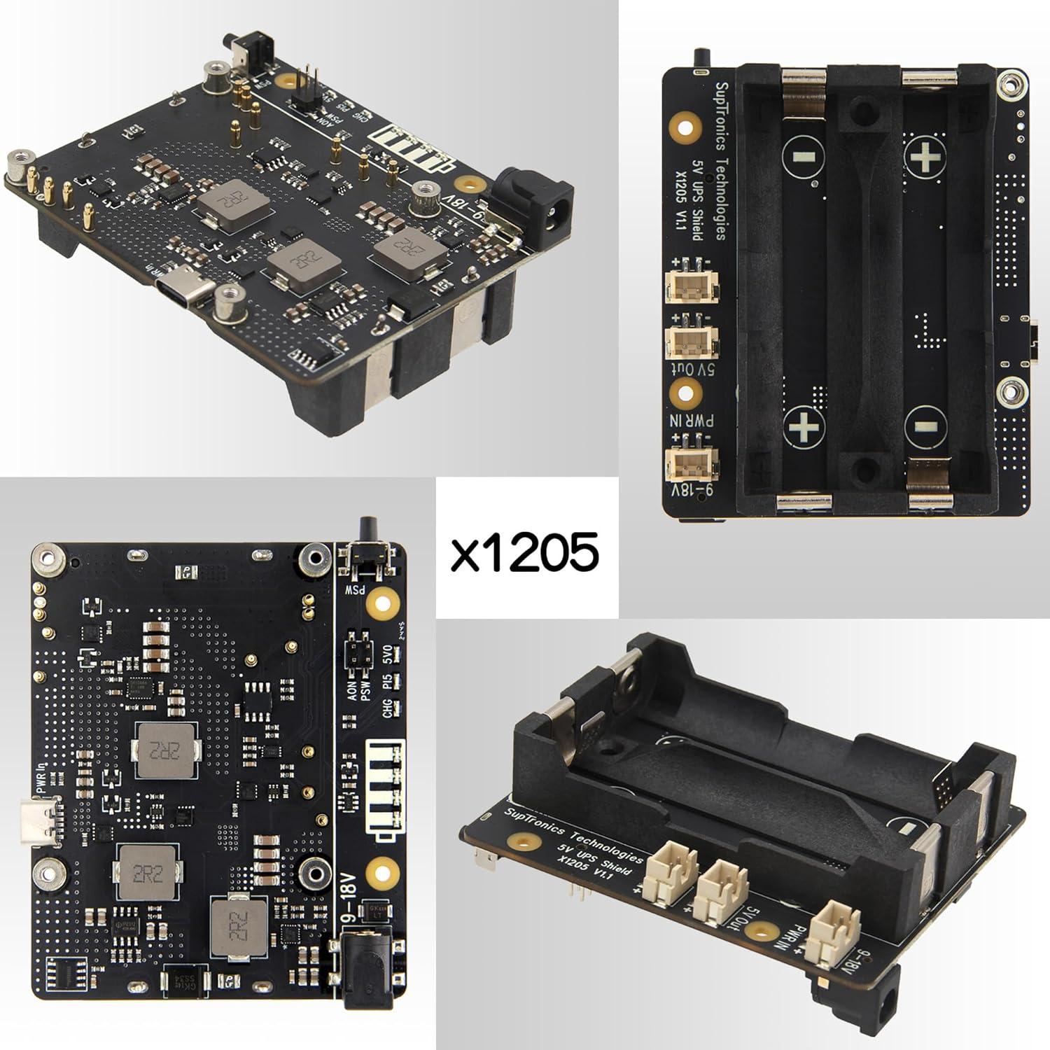 Geekworm X1205 UPS HAT para Raspberry Pi 5 - 5.1V 6A
